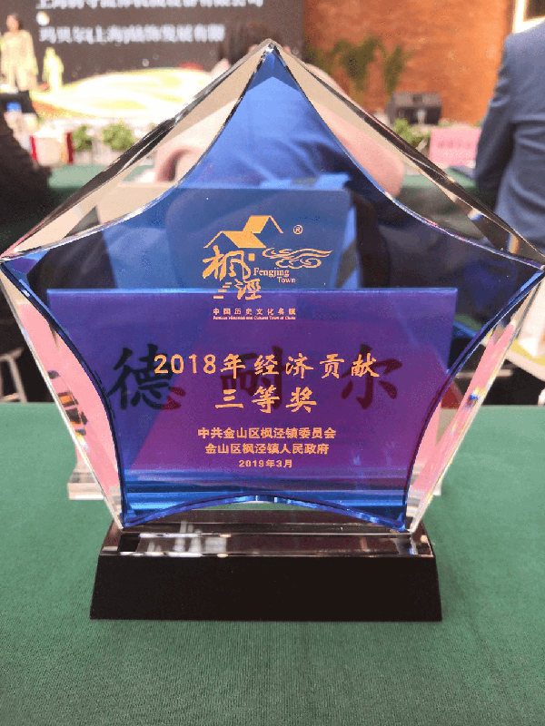 2019年枫泾镇召开优化营商环境会议,德耐尔荣获经济贡献奖